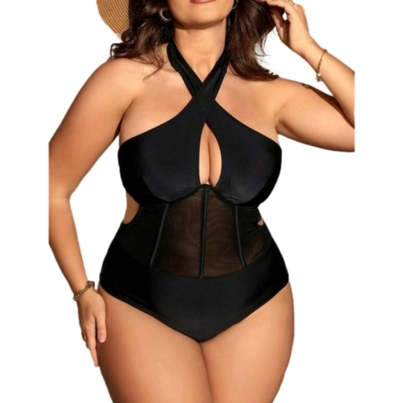 SHEIN Other - Black Halter One Piece Swimsuit - Sz XL